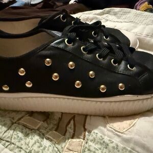 Black and Gold Studded Women's Sneakers GB size 9 1/2